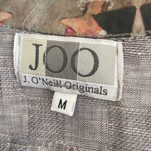 Jeanne O’Neill Original women’s size M linen 3/4 sleeve artsy top - Picture 3 of 5